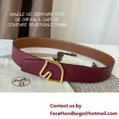 Hermes Tete de Cheval belt buckle  &  Reversible leather strap 38 mm 02 2023